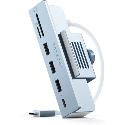 Satechi concentrateur USB-C à pince pour iMac 24" - Bleu - Publicité Satechi concentrateur USB-C à pince pour iMac 24" - Bleu - Publicité