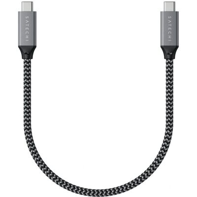 Satechi USB-C til USB-C kabel - 25cm - USB4 Gen 3x2 - Sort, Grå Satechi USB-C til USB-C kabel - 25cm - USB4 Gen 3x2 - Sort, Grå