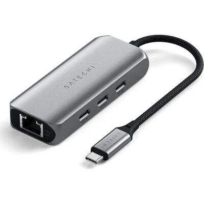 Satechi Aluminium 4-i-1 USB-C Hub med Ethernet - USB Hub Satechi Aluminium 4-i-1 USB-C Hub med Ethernet - USB Hub