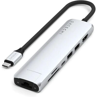 Satechi Silver USB-C 7-in-1 Hub - USB-C Multiport Adapter Satechi Silver USB-C 7-in-1 Hub - USB-C Multiport Adapter