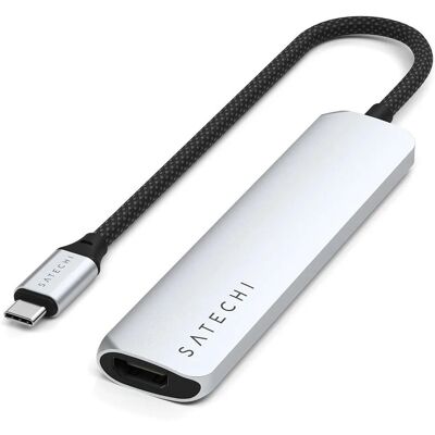 Satechi Silver USB-C Multiport Hub - 6-in-1, 4K, 100W Power Satechi Silver USB-C Multiport Hub - 6-in-1, 4K, 100W Power