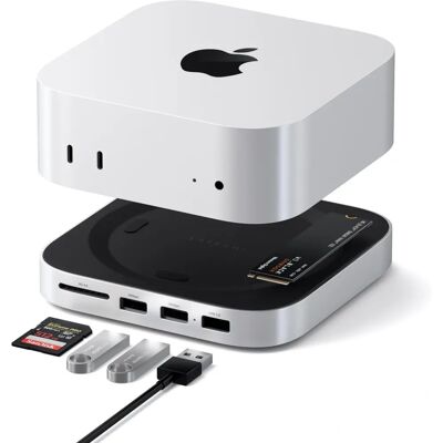 Satechi Mac Mini M4 Stand & Hub SSD kotelolla - 5 Porttia Satechi Mac Mini M4 Stand & Hub SSD kotelolla - 5 Porttia