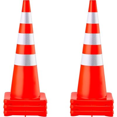 Vevor Cône de Circulation 6 Pièces 90cm Base Lourde PVC Orange - Publicité Vevor Cône de Circulation 6 Pièces 90cm Base Lourde PVC Orange - Publicité