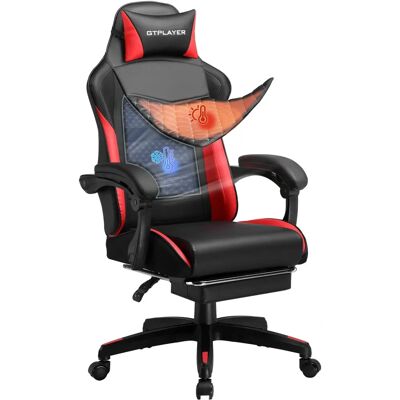Chaise de Bureau Gaming Ergonomique GTPLAYER - Rouge - Publicité Chaise de Bureau Gaming Ergonomique GTPLAYER - Rouge - Publicité