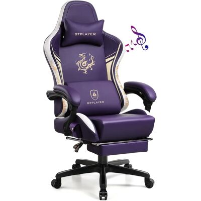 Chaise Gaming Ergonomique GTPLAYER - Son Surround Bluetooth - Repose-pieds Réglable - Violet - Publicité Chaise Gaming Ergonomique GTPLAYER - Son Surround Bluetooth - Repose-pieds Réglable - Violet - Publicité