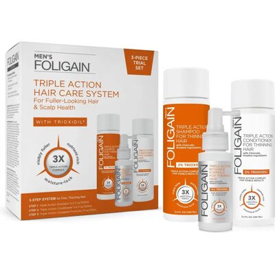 Sistem complet Foligain cu acțiune triplă pentru păr subțire Sistem complet Foligain cu acțiune triplă pentru păr subțire