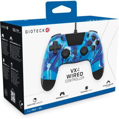 Gioteck VX-4 Manette PS4 Filaire - Éclair Bleu - Publicité Gioteck VX-4 Manette PS4 Filaire - Éclair Bleu - Publicité
