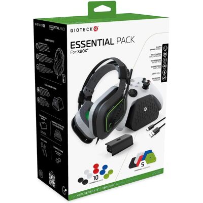 Pakiet Essential Gioteck dla Xbox - Słuchawki, stacja ładowania, gripy Pakiet Essential Gioteck dla Xbox - Słuchawki, stacja ładowania, gripy