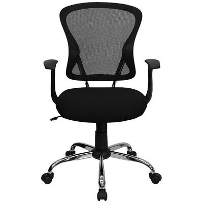Krzesło biurowe Flash Furniture - Średniej wysokości oparcie z siatki z obrotem i chromowaną podstawą Krzesło biurowe Flash Furniture - Średniej wysokości oparcie z siatki z obrotem i chromowaną podstawą