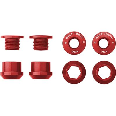 Vis de plateau Wolf Tooth 1X - Rouge - Vis pour plateau de vélo - Publicité Vis de plateau Wolf Tooth 1X - Rouge - Vis pour plateau de vélo - Publicité