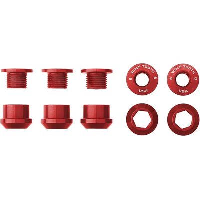 Wolf Tooth Rosso 1X Bulloni per pignone - Confezione da 5 - Componente bici Wolf Tooth Rosso 1X Bulloni per pignone - Confezione da 5 - Componente bici