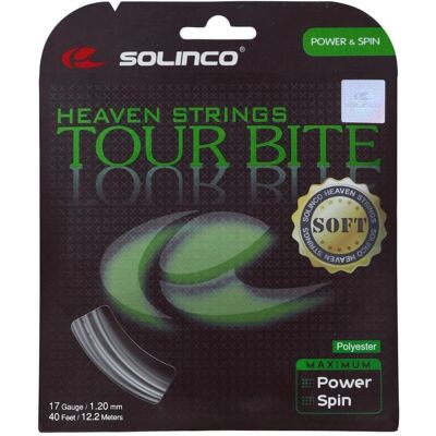 Solinco Tour Bite Soft - Cordage de tennis - Gris - Set 12,2m - Publicité Solinco Tour Bite Soft - Cordage de tennis - Gris - Set 12,2m - Publicité