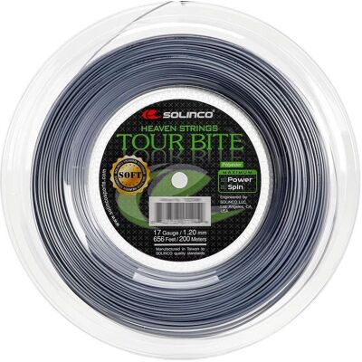 Cordage de tennis Solinco Tour Bite Soft 200m Gris - Publicité Cordage de tennis Solinco Tour Bite Soft 200m Gris - Publicité