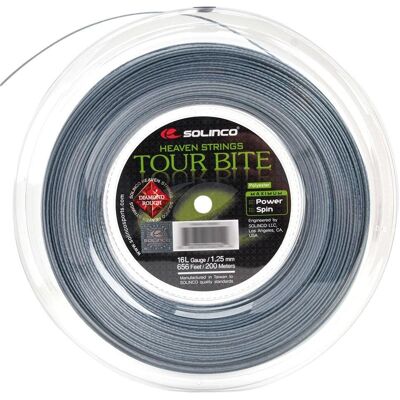 Cordes de tennis Solinco Tour Bite Diamond Rough - 200m Gris - Publicité Cordes de tennis Solinco Tour Bite Diamond Rough - 200m Gris - Publicité