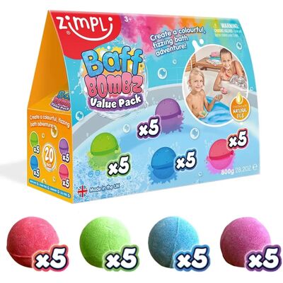 Zimpli Kids Baff Bombz Round 20 Pack - Bath Bombs Zimpli Kids Baff Bombz Round 20 Pack - Bath Bombs
