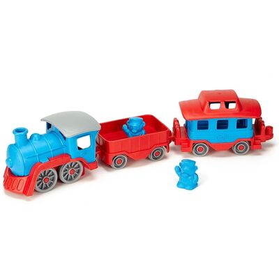 Green Toys Niebieski Pociąg - Zabawka pociąg z dwoma wagonami Green Toys Niebieski Pociąg - Zabawka pociąg z dwoma wagonami