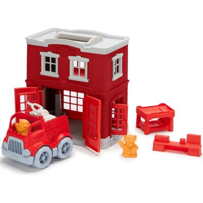 Green Toys Brandweerpost Speelset - Brandweerauto en Brandweermannen Green Toys Brandweerpost Speelset - Brandweerauto en Brandweermannen