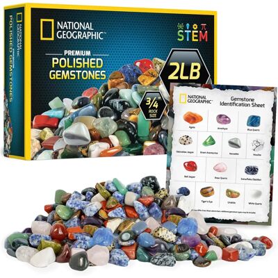 National Geographic Premium Polished Stones - 2 Pounds of 34-Inch Tumb National Geographic Premium Polished Stones - 2 Pounds of 34-Inch Tumb