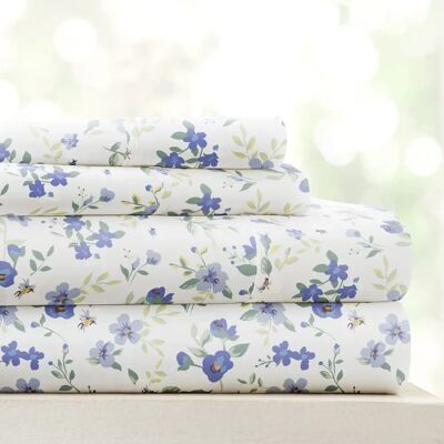 iENJOY Home Microfiber Bedding Set - Double Brushed, Deep Pocket, Floral Print iENJOY Home Microfiber Bedding Set - Double Brushed, Deep Pocket, Floral Print