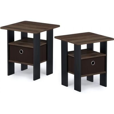 Furinno Nocny stolik - 2-11157 - Kompaktowy zestaw orzechowy - Nocny stolik z szufladą Furinno Nocny stolik - 2-11157 - Kompaktowy zestaw orzechowy - Nocny stolik z szufladą