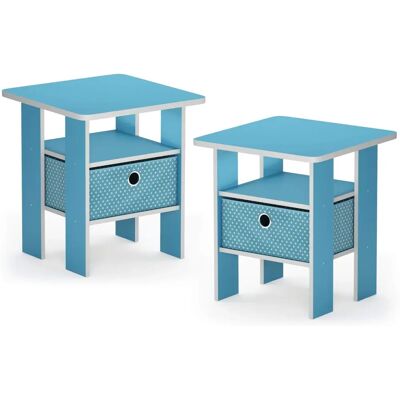 Furinno Andrey - Light Blue - Bin Drawer - 2-Pack - End Table Furinno Andrey - Light Blue - Bin Drawer - 2-Pack - End Table