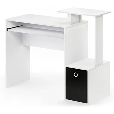 Furinno Biało/Czarne Kompaktowe Biurko do Komputera - Meble do Domowego Biura Furinno Biało/Czarne Kompaktowe Biurko do Komputera - Meble do Domowego Biura