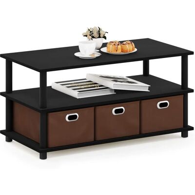Furinno Turn-N-Tube Schwarze Eiche/schwarz/brauner Couchtisch Furinno Turn-N-Tube Schwarze Eiche/schwarz/brauner Couchtisch
