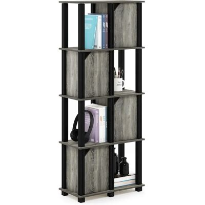 Furinno French Oak/black Grey Storage Shelf - Storage Shelf Furinno French Oak/black Grey Storage Shelf - Storage Shelf