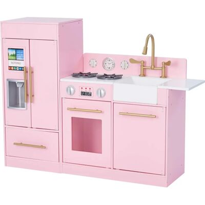 Teamson Kids Pink Wooden Toy Kitchen - Kids Play Set Teamson Kids Pink Wooden Toy Kitchen - Kids Play Set