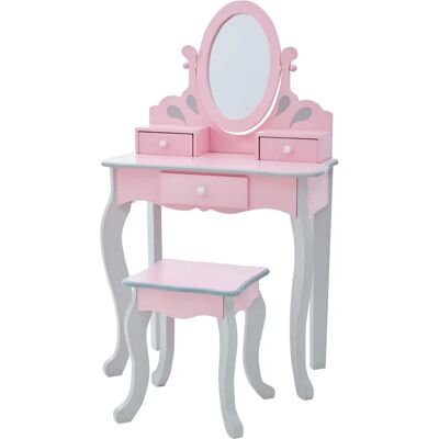 Teamson Kids Vanity Rapunzel Rosa Grigia - Tavolo da Trucco per Bambini Teamson Kids Vanity Rapunzel Rosa Grigia - Tavolo da Trucco per Bambini