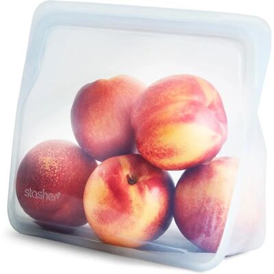 Sac en silicone réutilisable Stasher - Rangement alimentaire - Publicité Sac en silicone réutilisable Stasher - Rangement alimentaire - Publicité