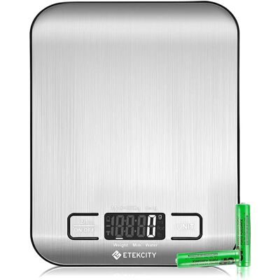 Etekcity Digital Kitchen Scale - 5kg, Large LCD Display, Slim, Stainless Steel Etekcity Digital Kitchen Scale - 5kg, Large LCD Display, Slim, Stainless Steel