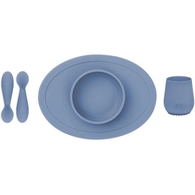 Ensemble alimentaire bébé Indigo Ezpz - Bol, tasse, cuillères pour 4+ mois Ensemble alimentaire bébé Indigo Ezpz - Bol, tasse, cuillères pour 4+ mois