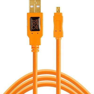Tether Tools CU8015-ORG USB Kabel - 4,6m, Orange, USB 2.0, Mini-USB B Tether Tools CU8015-ORG USB Kabel - 4,6m, Orange, USB 2.0, Mini-USB B