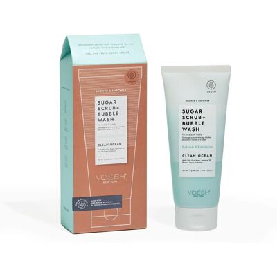 Voesh Gommage au sucre et nettoyant moussant Clean Ocean - 210g - Publicité Voesh Gommage au sucre et nettoyant moussant Clean Ocean - 210g - Publicité