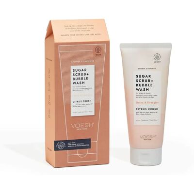 Voesh Gommage au sucre Citrus Crush & Nettoyant Moussant - Corps & Cuir Chevelu - Publicité Voesh Gommage au sucre Citrus Crush & Nettoyant Moussant - Corps & Cuir Chevelu - Publicité