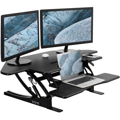 VIVO - 109 cm Corner Height Adjustable Cubicle Stand Up Desk Converter VIVO - 109 cm Corner Height Adjustable Cubicle Stand Up Desk Converter
