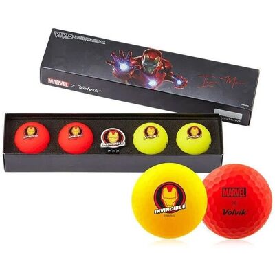 Volvik Vivid Marvel 2.0 4 Pack Golf Balls - Iron Man - Distance Volvik Vivid Marvel 2.0 4 Pack Golf Balls - Iron Man - Distance