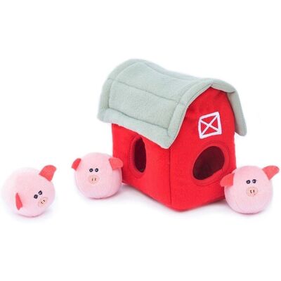 Zippy Paws Zippy Burrow Dog Toy - Barn with Pig Bubble Babies - Medium Zippy Paws Zippy Burrow Dog Toy - Barn with Pig Bubble Babies - Medium