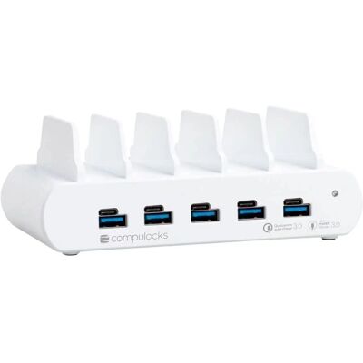 Stazione di Ricarica Compulocks 5 Porte USB e USB-C - Argento Stazione di Ricarica Compulocks 5 Porte USB e USB-C - Argento