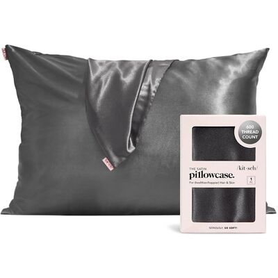 Kitsch Charcoal Grey Satin Pillowcase - Sleep Accessory Kitsch Charcoal Grey Satin Pillowcase - Sleep Accessory