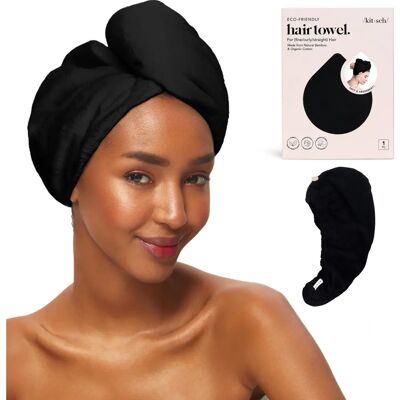 Kitsch Eco-Friendly Black Hair Towel - Hair Type 1 Kitsch Eco-Friendly Black Hair Towel - Hair Type 1