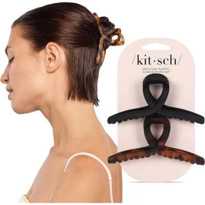 Kitsch Pinces à Cheveux en Plastique Recyclé - Noir, 2 Pièces - Publicité Kitsch Pinces à Cheveux en Plastique Recyclé - Noir, 2 Pièces - Publicité