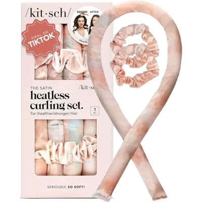 Conjunto de Enroladores de Cabelo Sem Calor Satin Sunset Tie Dye - Modelador de Cabelos Conjunto de Enroladores de Cabelo Sem Calor Satin Sunset Tie Dye - Modelador de Cabelos