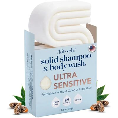 Kitsch Ultra Sensitive Solid Shampoo + Body Wash Bar - Solid Shampoo and Body Wash Bar Kitsch Ultra Sensitive Solid Shampoo + Body Wash Bar - Solid Shampoo and Body Wash Bar