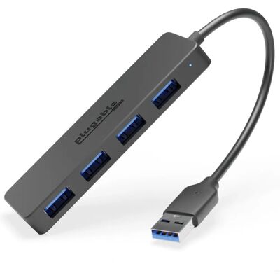 Plugable Technologies USB3-HUB4A - Hub USB pour données, noir - Publicité Plugable Technologies USB3-HUB4A - Hub USB pour données, noir - Publicité