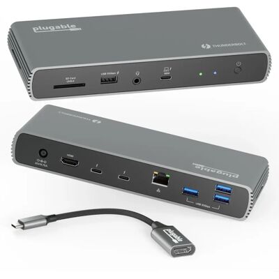 Plugable Technologies TBT4-UDX1 - Thunderbolt 4 Docking Station - Grey Plugable Technologies TBT4-UDX1 - Thunderbolt 4 Docking Station - Grey