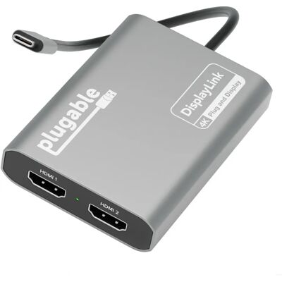 Adaptateur USB-C Dual 4K HDMI de Plugable - Graphiques USB - Publicité Adaptateur USB-C Dual 4K HDMI de Plugable - Graphiques USB - Publicité