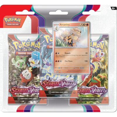 Pokémon TCG Scarlet & Purple Blister Pack - 3 Arcanine & Oyacata Boosters, 1 Random Pack, New Pokémon TCG Scarlet & Purple Blister Pack - 3 Arcanine & Oyacata Boosters, 1 Random Pack, New