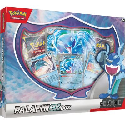 Pokémon TCG Palafin Ex Box - 4 Booster-Packs, Foil & Übergröße Pokémon TCG Palafin Ex Box - 4 Booster-Packs, Foil & Übergröße
